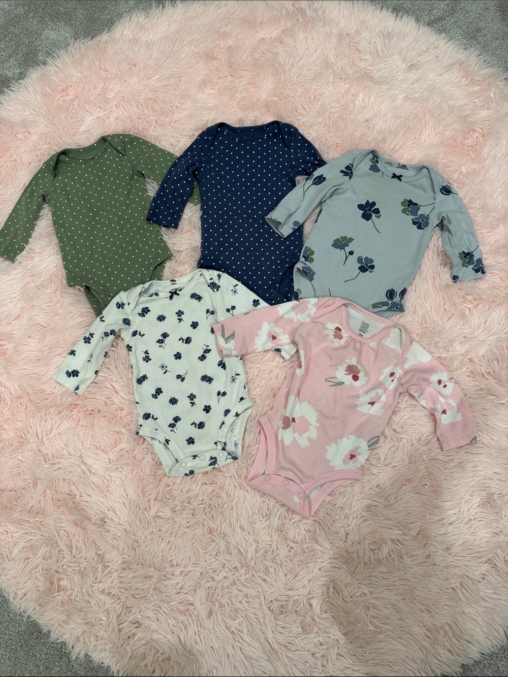 Bundle of Carter’s - Girls Long-sleeve Onesies - 3m